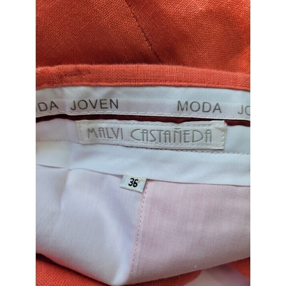 MALVI Castaneda Moda Joven Linen Pants Coral Size 36 - Picture 4 of 5